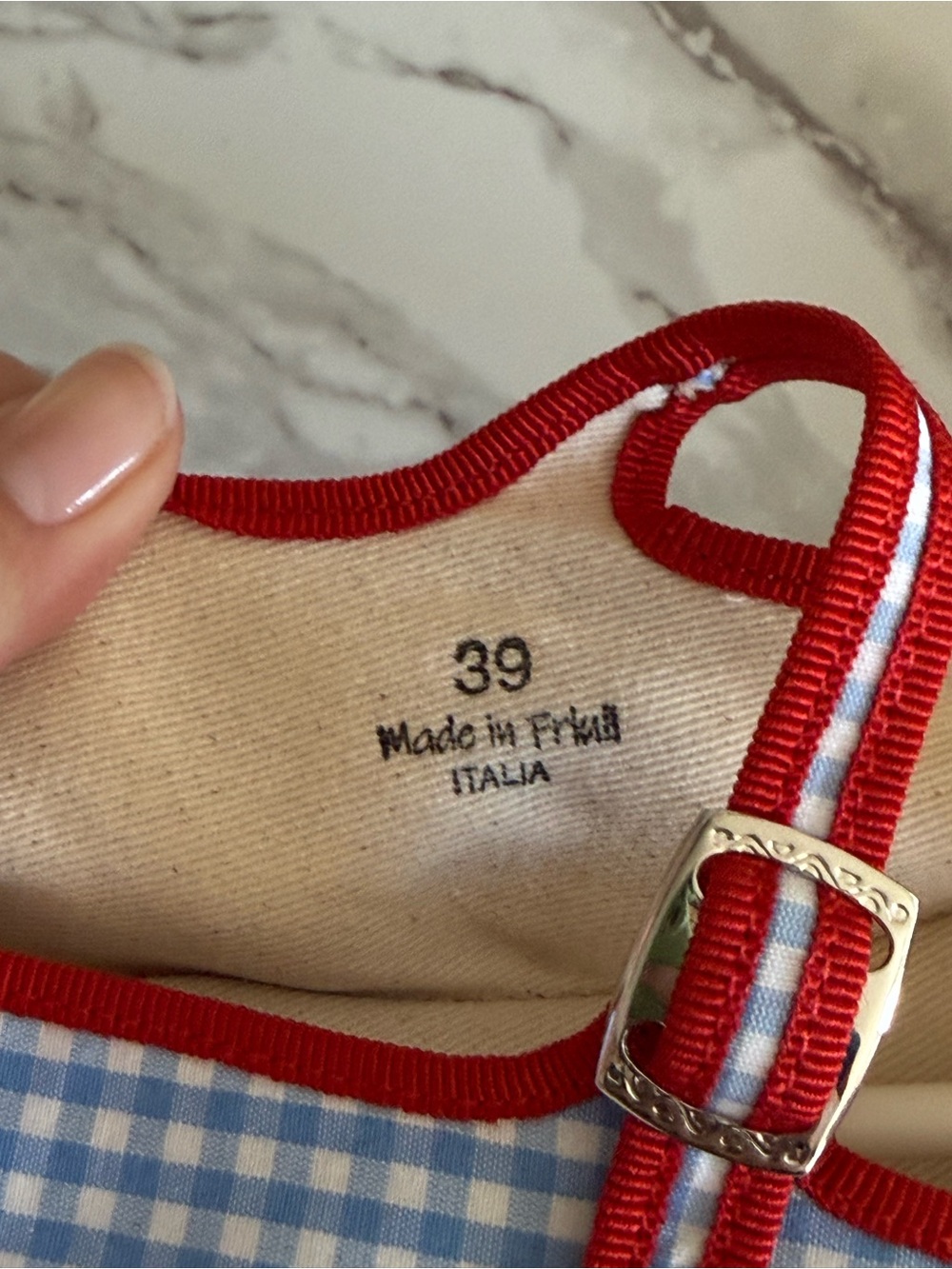 Viani Milano Lilly Sisto Florence Mary Jane Blue Red Gingham - Picture 6 of 6